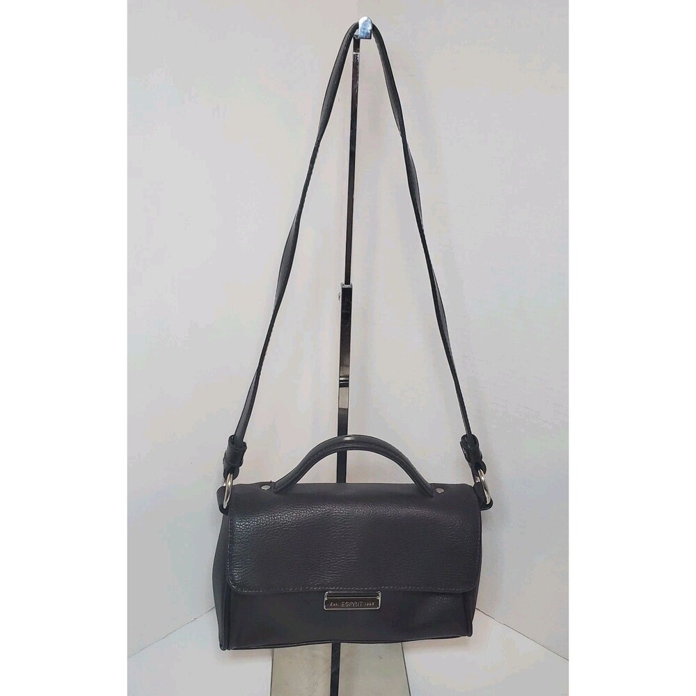 Vintage 90s Y2K ESPRIT Brown Pebbled Leather Shoulder Bag Minimalist Preppy